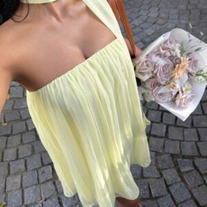 SHEIN Unity Vestido Míni Bandeau Pregueado de Cor Sólida