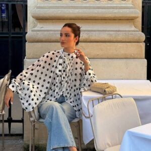 Blusa de Chiffon com Poá